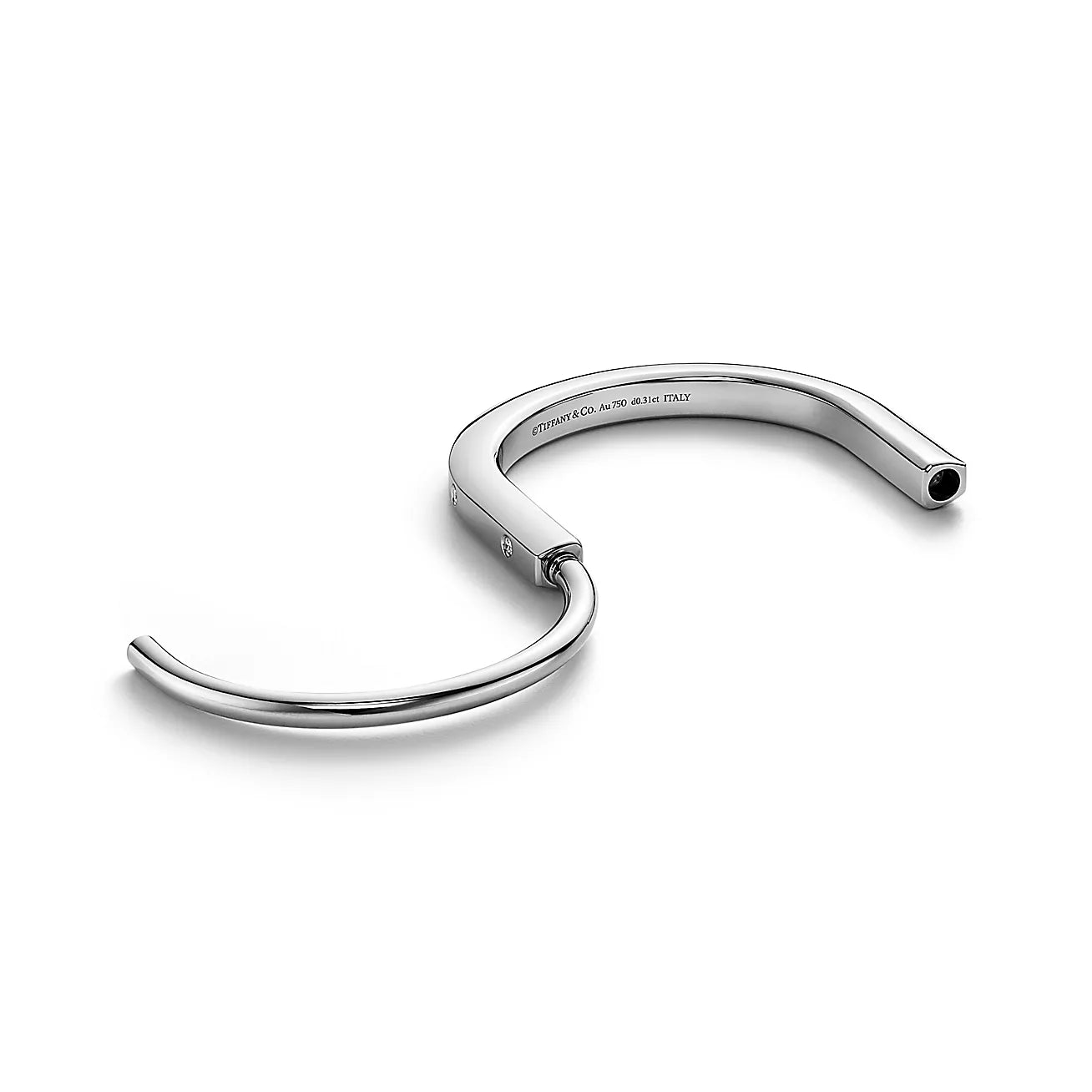 Tiffany Lock Bangle in White Gold with Diamond Accents