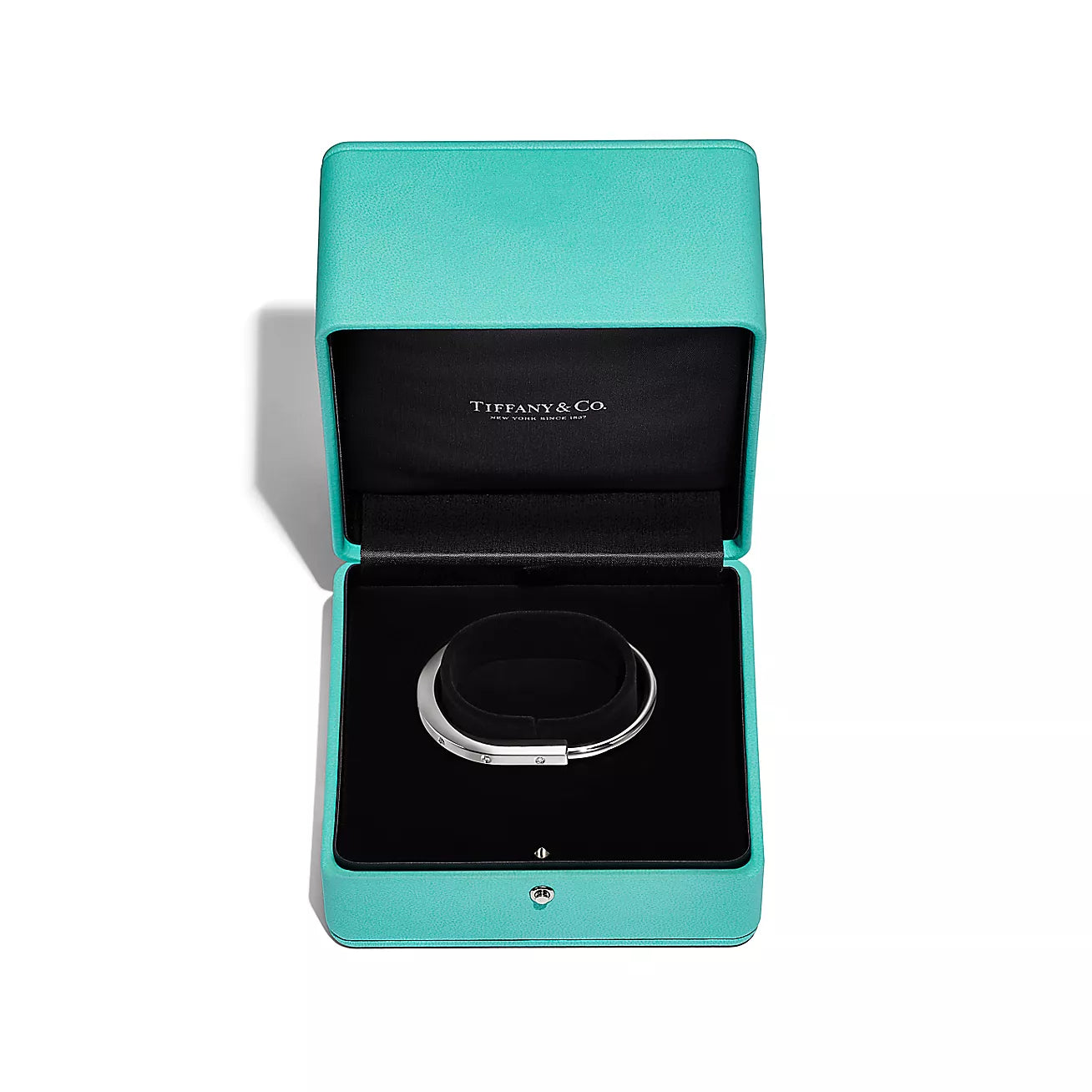 Tiffany Lock Bangle in White Gold with Diamond Accents