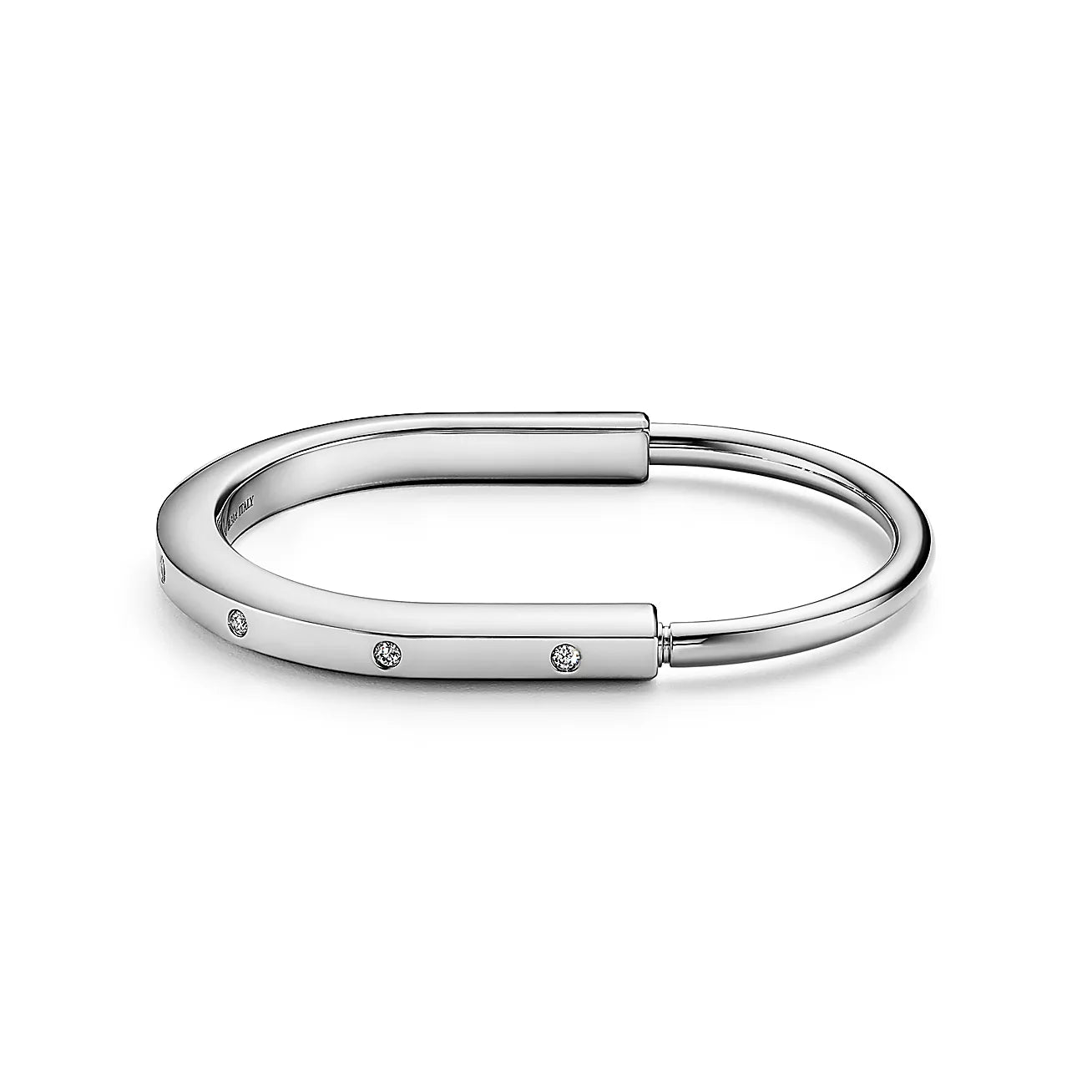 Tiffany Lock Bangle in White Gold with Diamond Accents