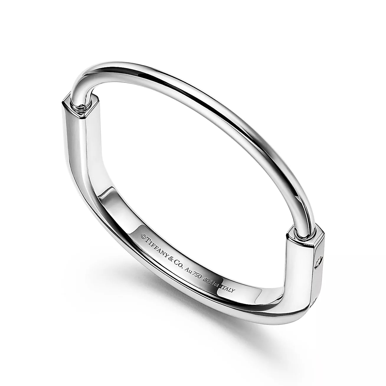 Tiffany Lock Bangle in White Gold with Diamond Accents