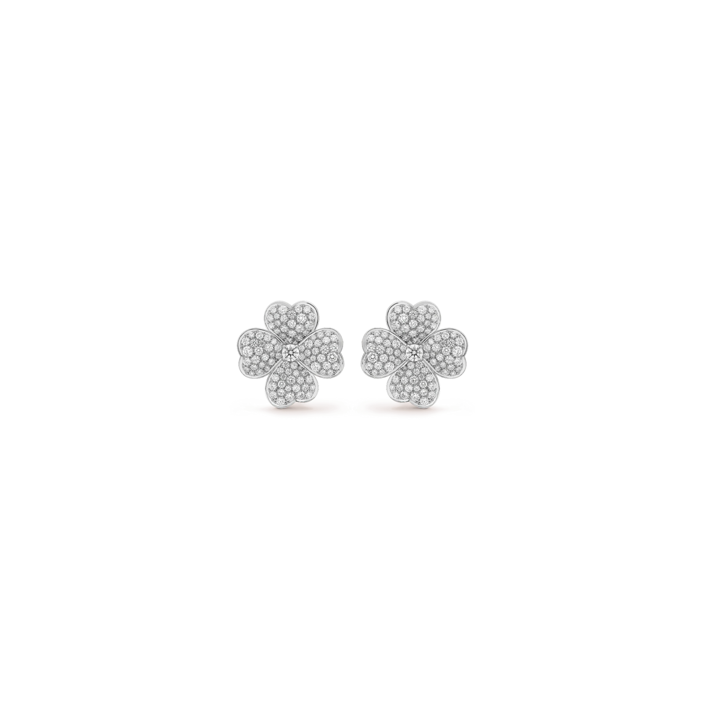 Cosmos earrings, large model White gold, Diamond
