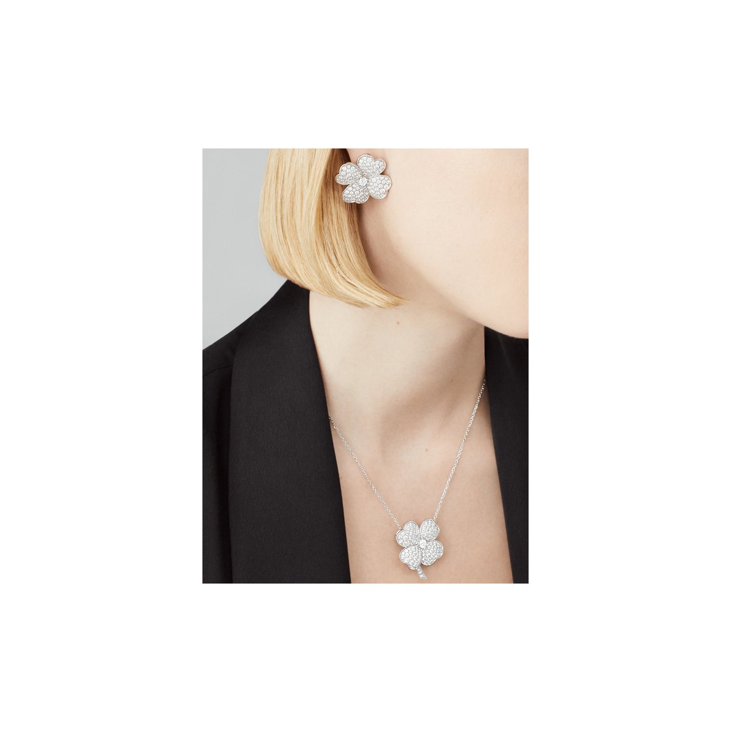Cosmos earrings, large model White gold, Diamond