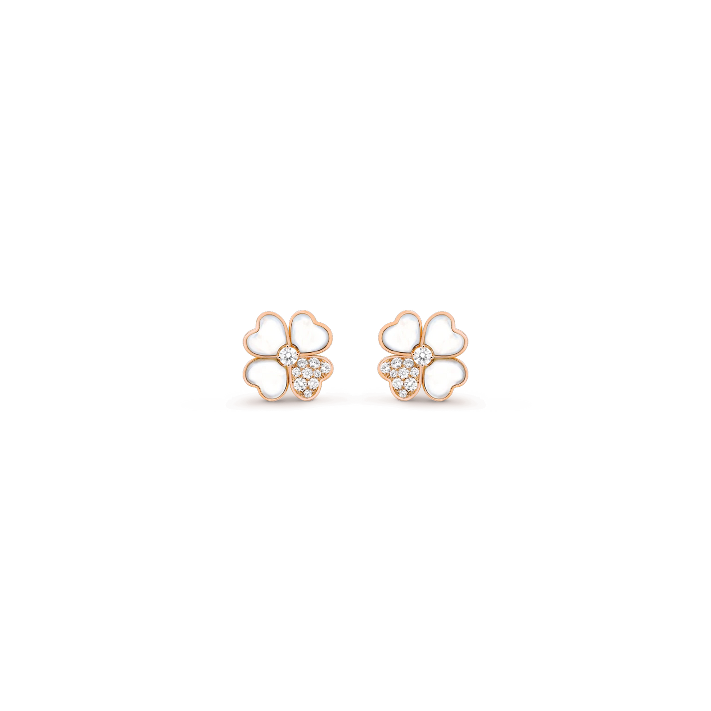 Cosmos earrings, small model Rose gold, Diamond, Mother-of-pearl