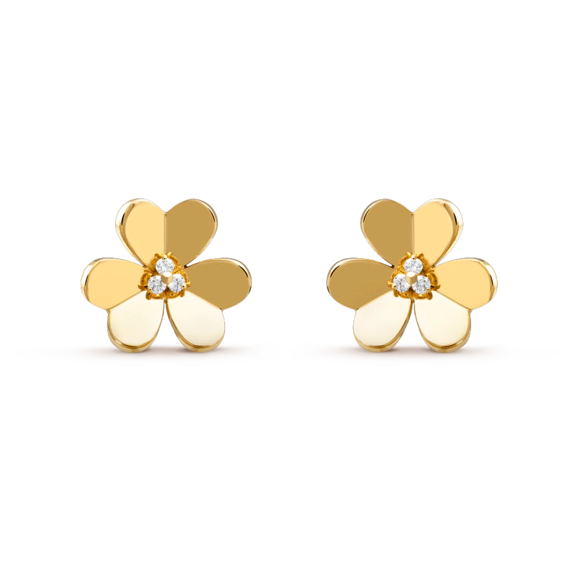 Frivole earrings, large model Yellow gold, Diamond