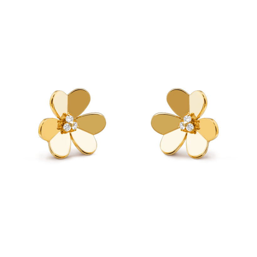 Frivole earrings, large model Yellow gold, Diamond