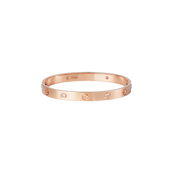 LOVE BRACELET, 4 DIAMONDS PINK GOLD DIAMOND
