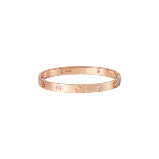 LOVE BRACELET, 4 DIAMONDS PINK GOLD DIAMOND