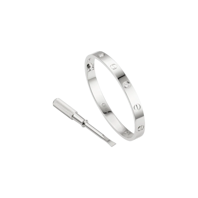 LOVE BRACELET, 4 DIAMONDS WHITE GOLD, DIAMONDS