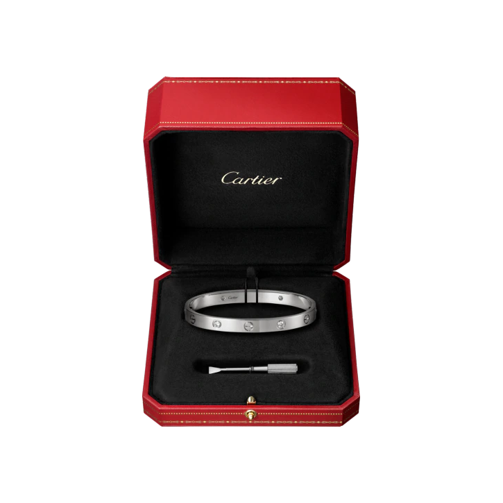 LOVE BRACELET, 4 DIAMONDS WHITE GOLD, DIAMONDS