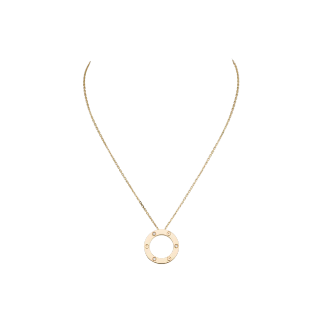 LOVE NECKLACE, 3 DIAMONDS YELLOW GOLD DIAMONDS
