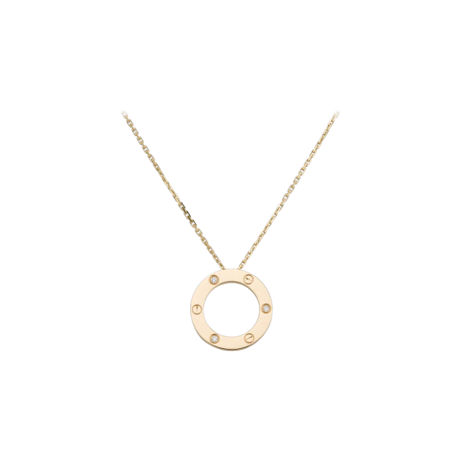 LOVE NECKLACE, 3 DIAMONDS YELLOW GOLD DIAMONDS