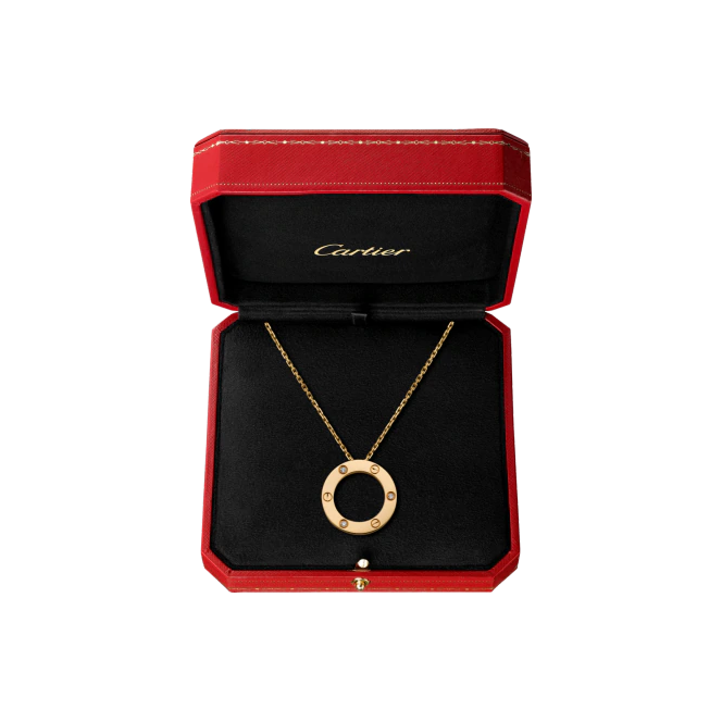 LOVE NECKLACE, 3 DIAMONDS YELLOW GOLD DIAMONDS