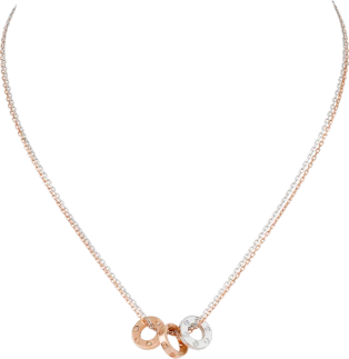 LOVE NECKLACE, 6 DIAMONDS PINK GOLD WHITE GOLD DIAMONDS