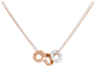 LOVE NECKLACE, 6 DIAMONDS PINK GOLD WHITE GOLD DIAMONDS