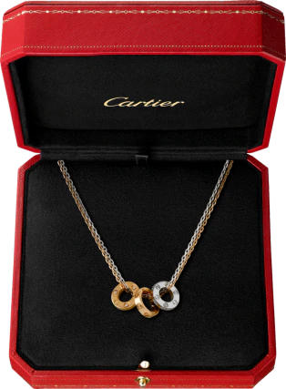 LOVE NECKLACE, 6 DIAMONDS PINK GOLD WHITE GOLD DIAMONDS