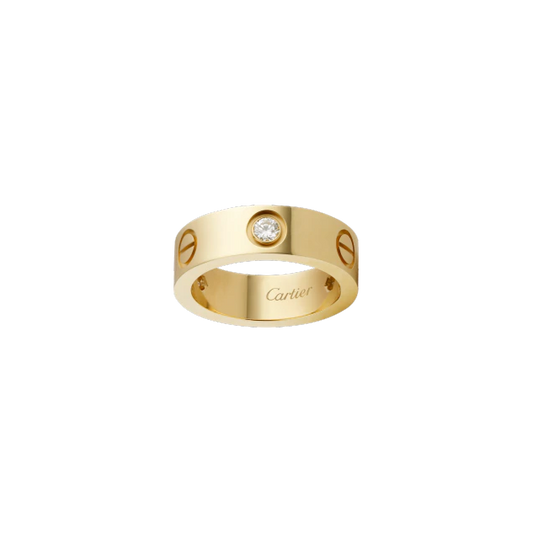 LOVE RING, 3 DIAMONDS YELLOW GOLD DIAMOND