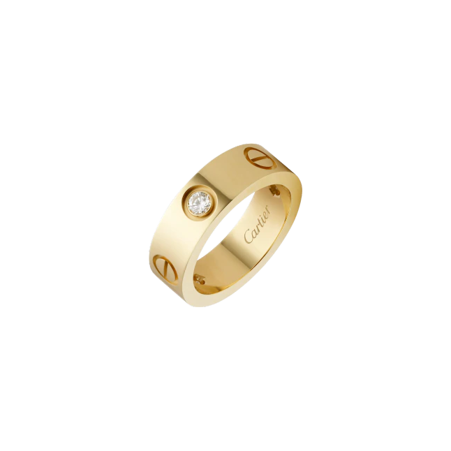 LOVE RING, 3 DIAMONDS YELLOW GOLD DIAMOND