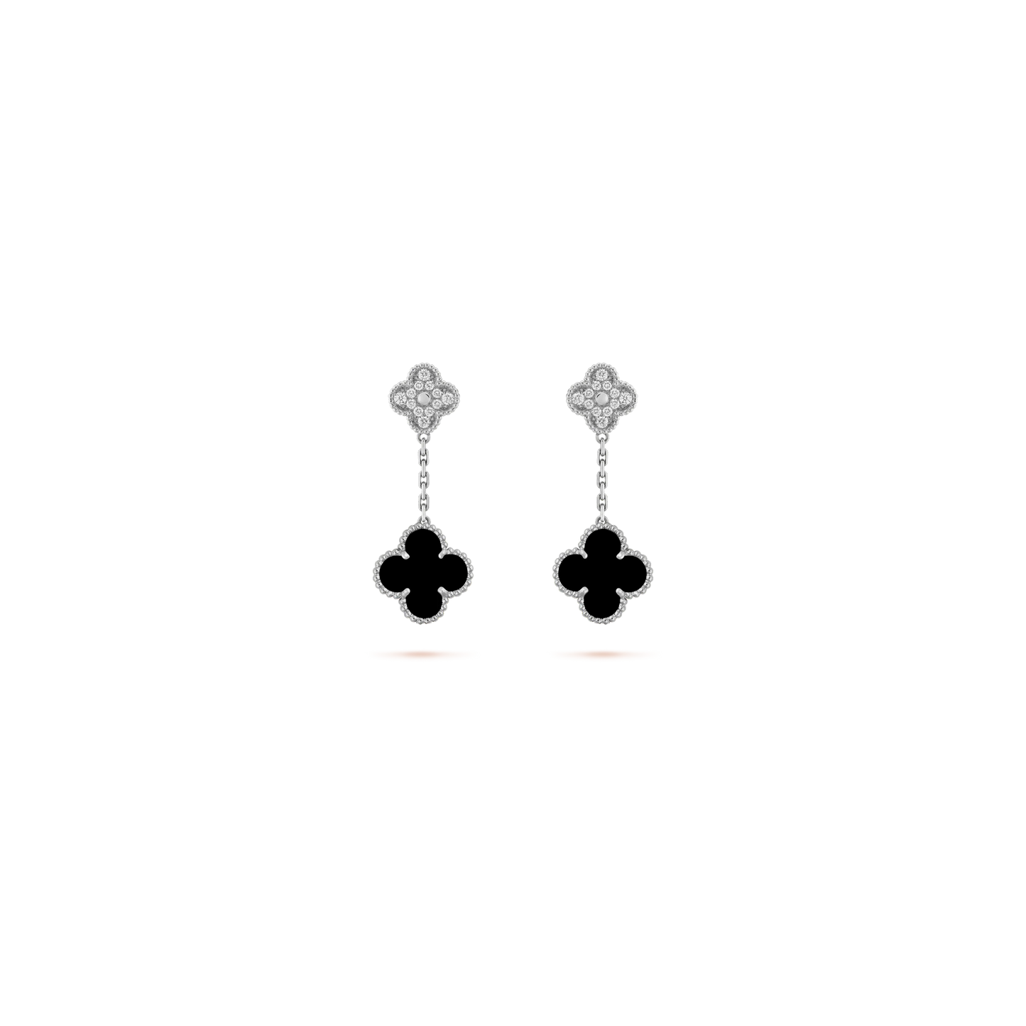 Magic Alhambra earrings 2 motifs White gold Diamond Onyx