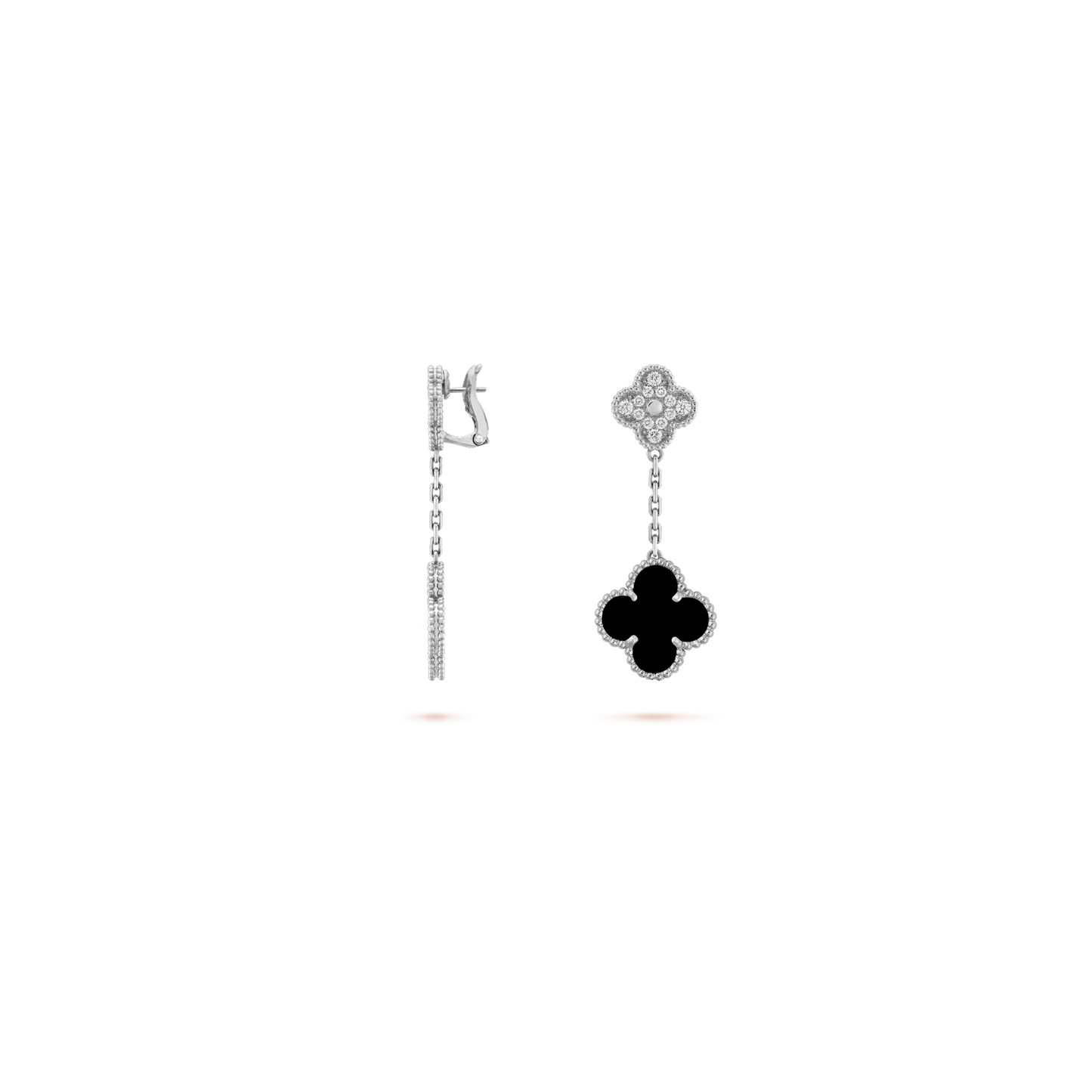 Magic Alhambra earrings 2 motifs White gold Diamond Onyx