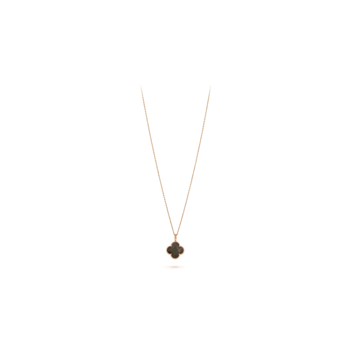 Magic Alhambra long necklace, 1 motif Rose gold, Mother-of-pearl