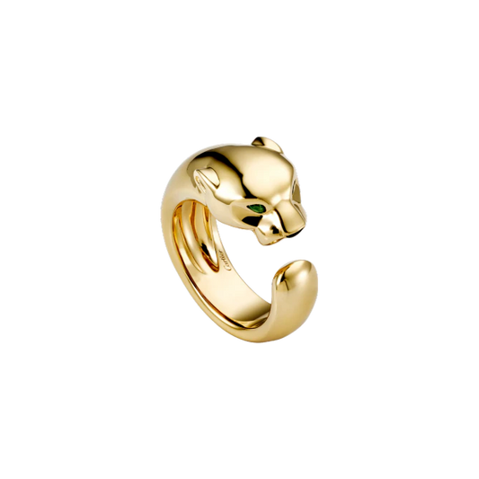 PANTHÈRE DE CARTIER RING YELLOW GOLD, ONYX, TSAVORITE GARNET
