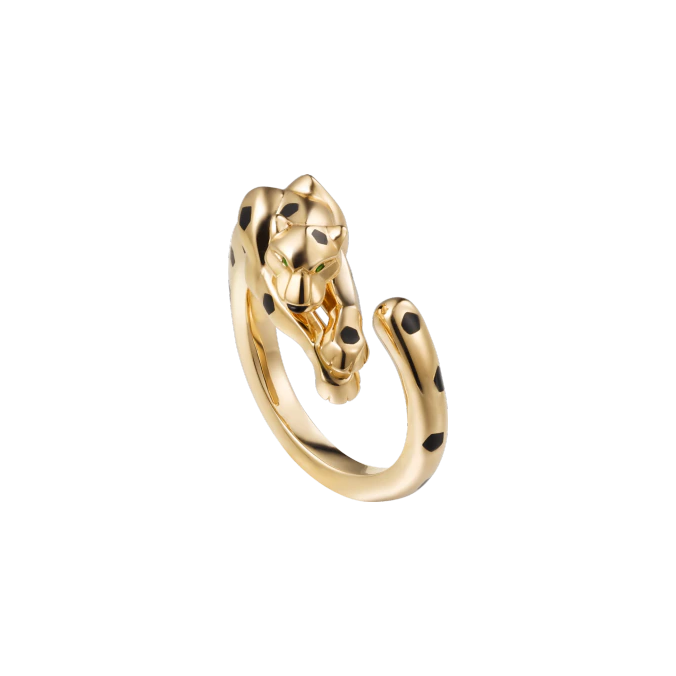 PANTHÈRE DE CARTIER RING YELLOW GOLD, TSAVORITE GARNETS, ONYX