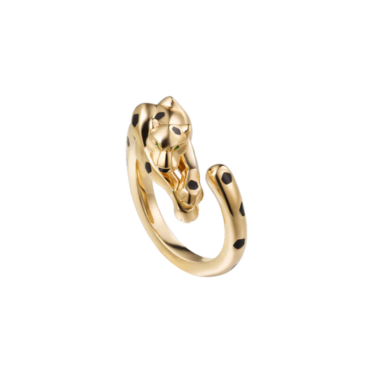 PANTHÈRE DE CARTIER RING YELLOW GOLD, TSAVORITE GARNETS, ONYX