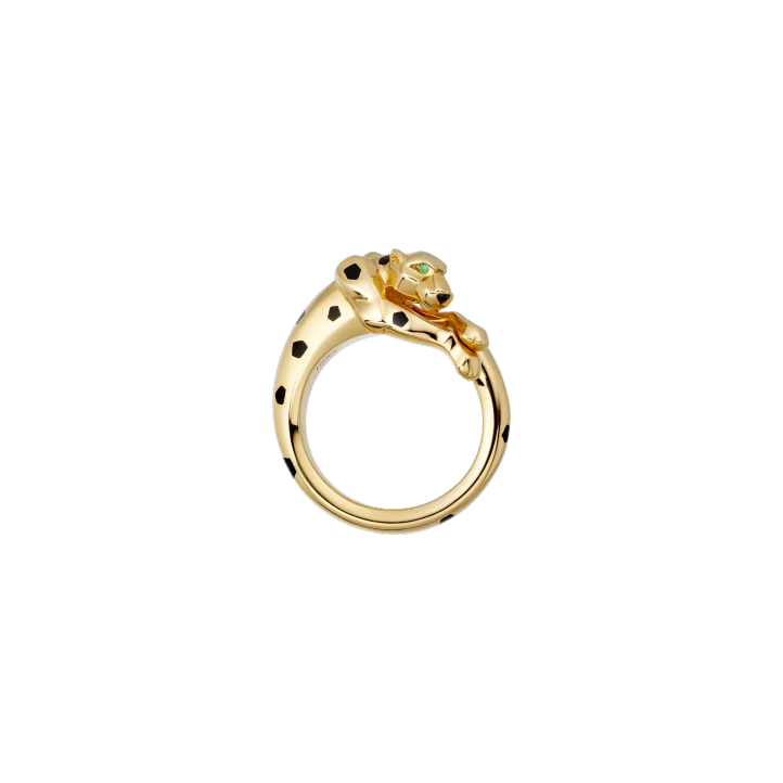 PANTHÈRE DE CARTIER RING YELLOW GOLD, TSAVORITE GARNETS, ONYX