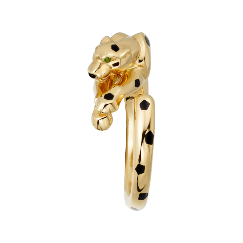 PANTHÈRE DE CARTIER RING YELLOW GOLD, TSAVORITE GARNETS, ONYX