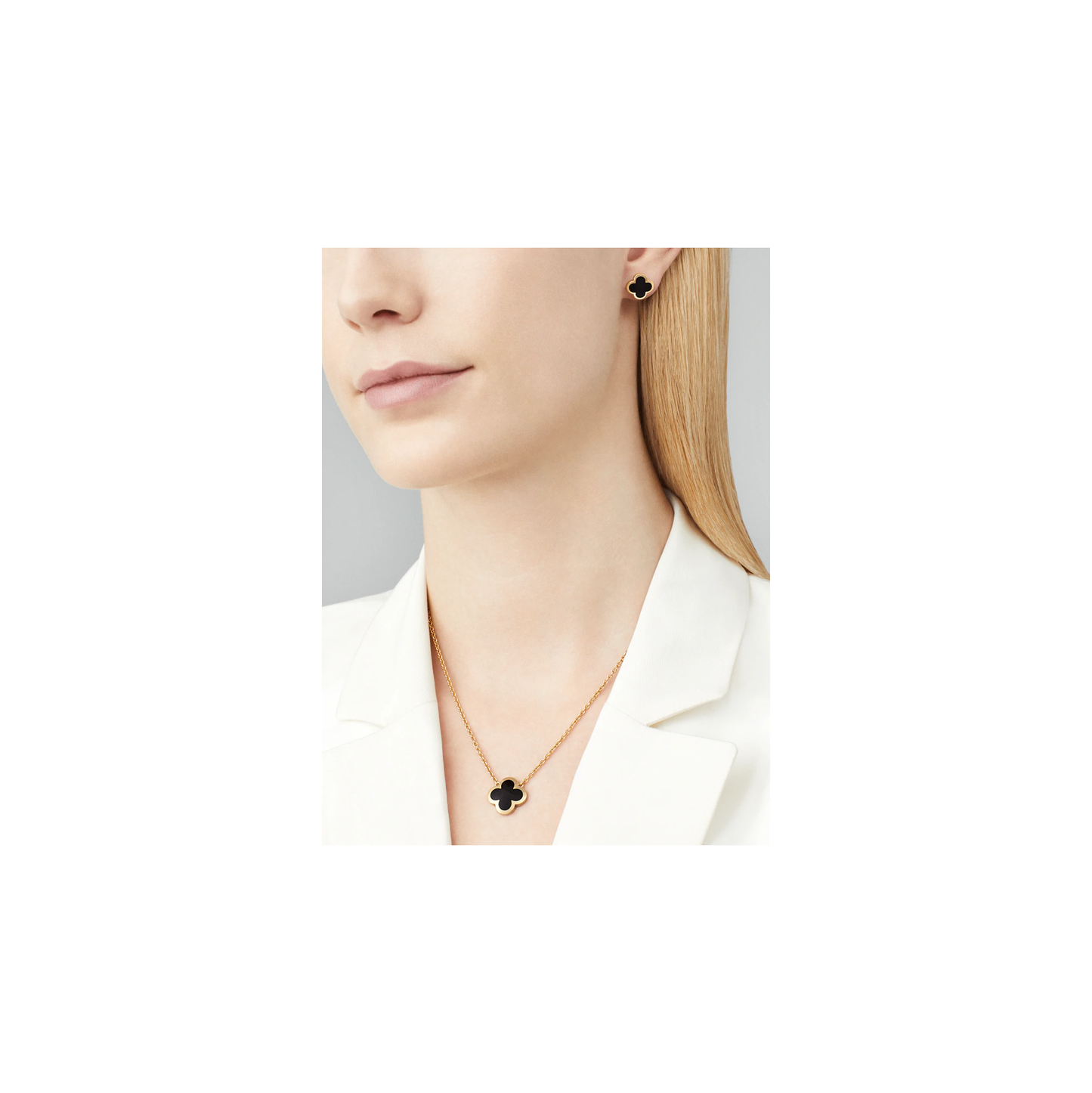 Pure Alhambra earstuds Yellow gold, Onyx