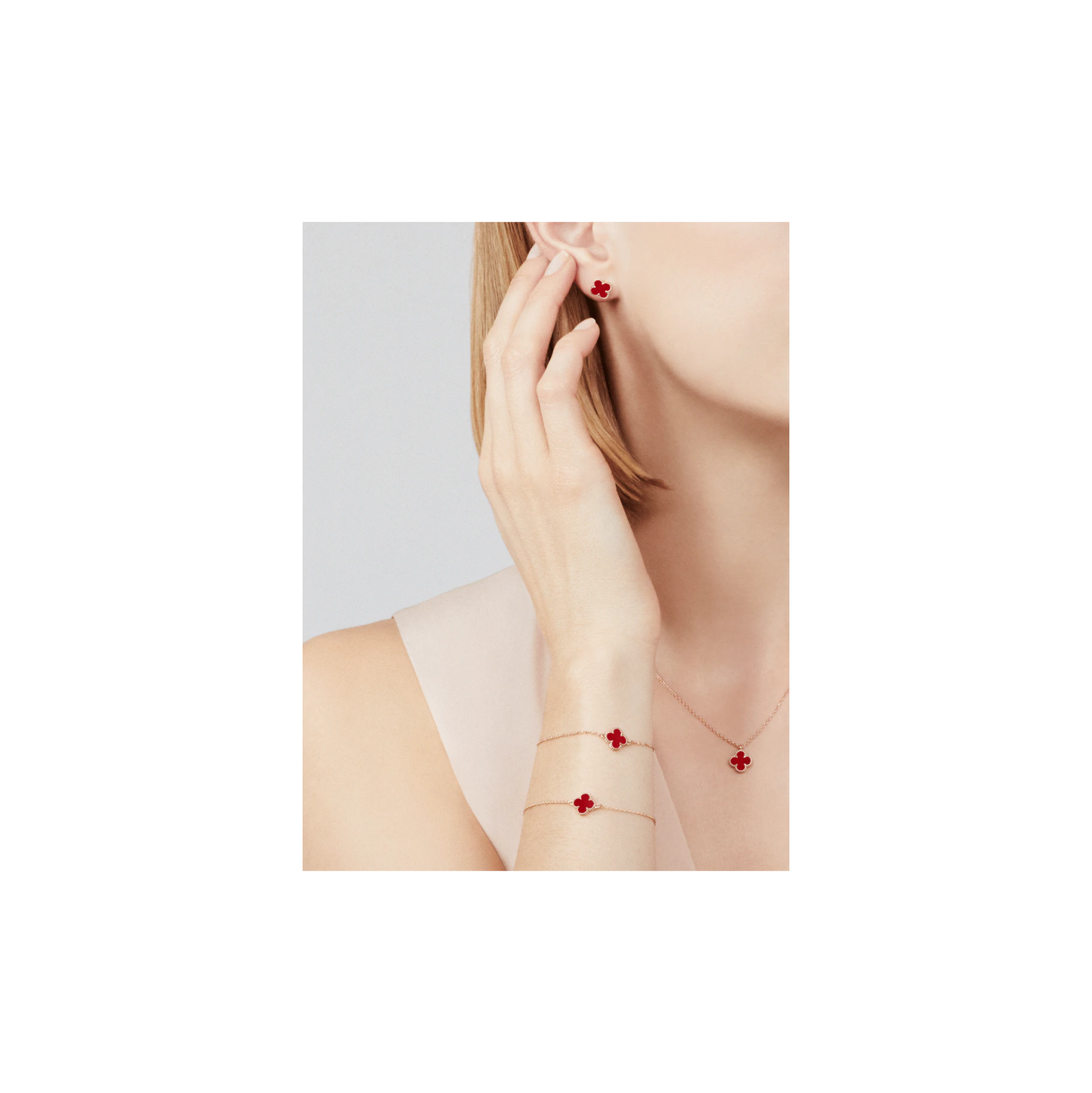 Sweet Alhambra bracelet Rose gold, Carnelian