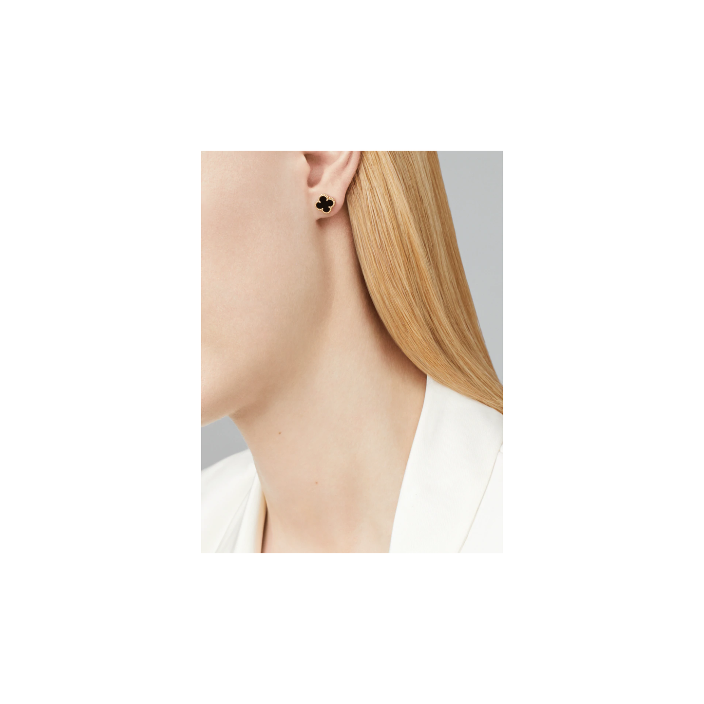 Sweet Alhambra earstuds Yellow gold, Onyx