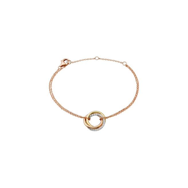 TRINITY BRACELET WHITE GOLD, YELLOW GOLD, PINK GOLD, DIAMONDS