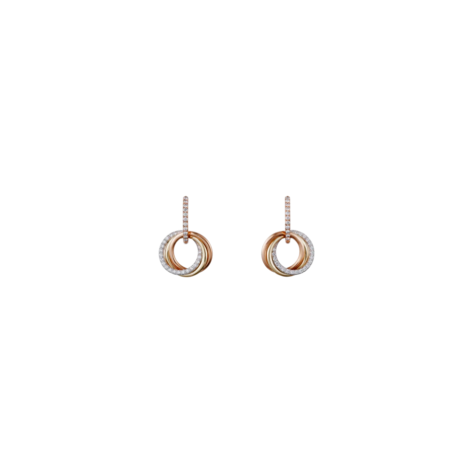 TRINITY EARRINGS WHITE GOLD, YELLOW GOLD, PINK GOLD, DIAMONDS 80083231