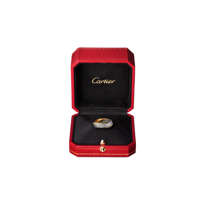 TRINITY RING, SMALL MODEL WHITE GOLD, YELLOW GOLD, PINK GOLD, DIAMONDS