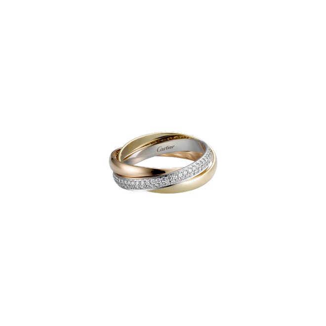 TRINITY RING, SMALL MODEL WHITE GOLD, YELLOW GOLD, PINK GOLD, DIAMONDS