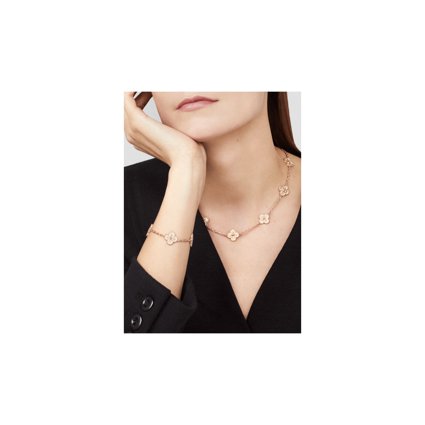 Vintage Alhambra bracelet, 5 motifs Rose gold