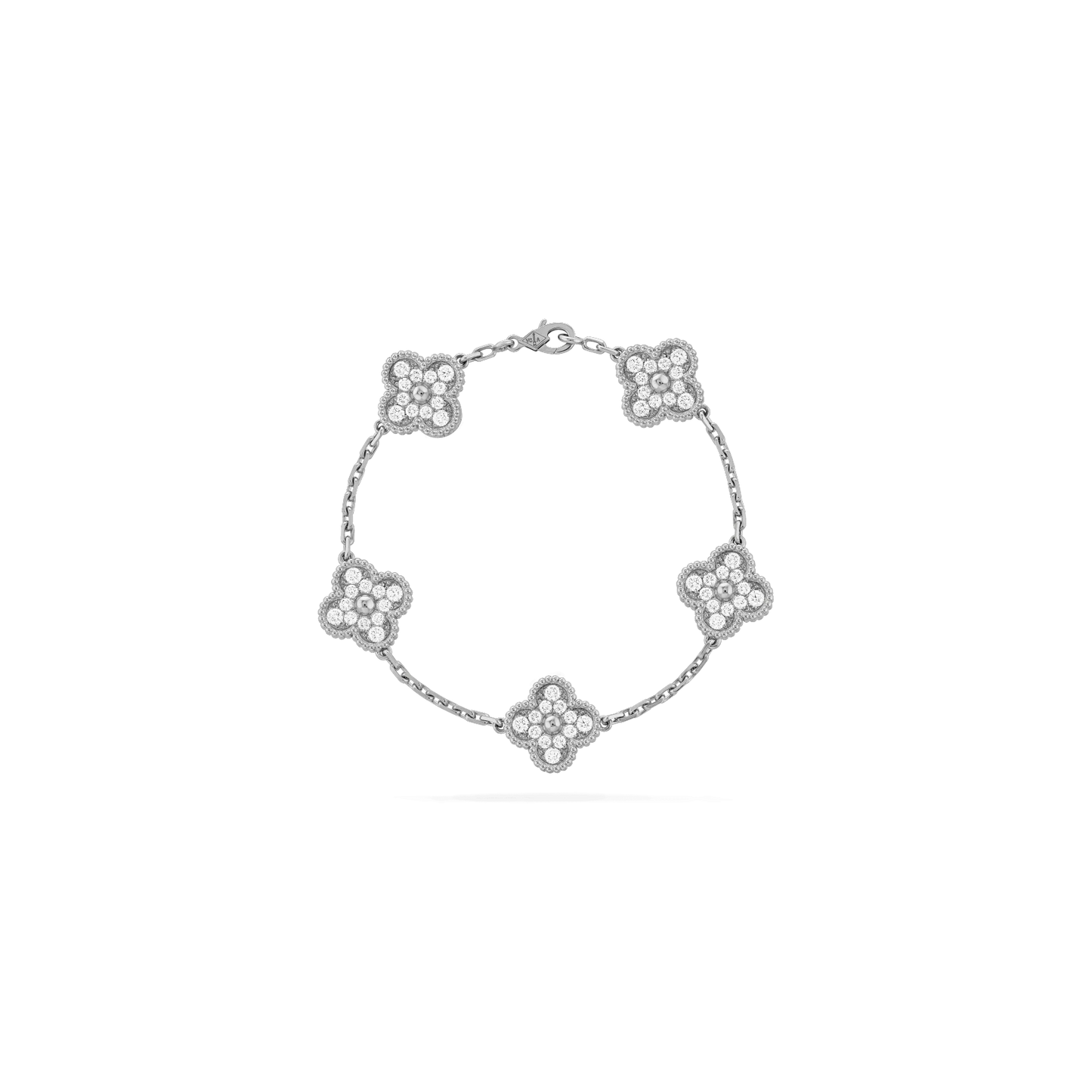 Vintage Alhambra bracelet, 5 motifs White gold, Diamond