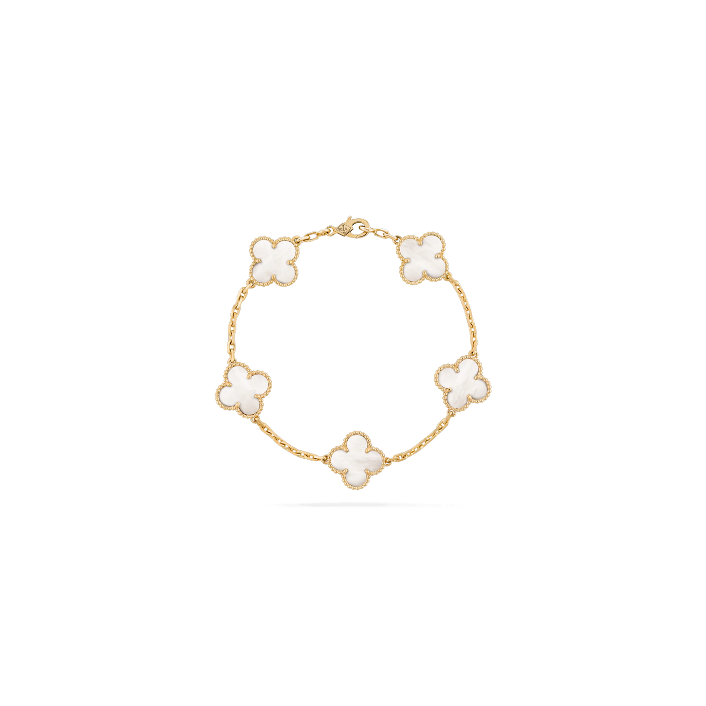 Vintage Alhambra bracelet, 5 motifs Yellow gold, Mother-of-pearl