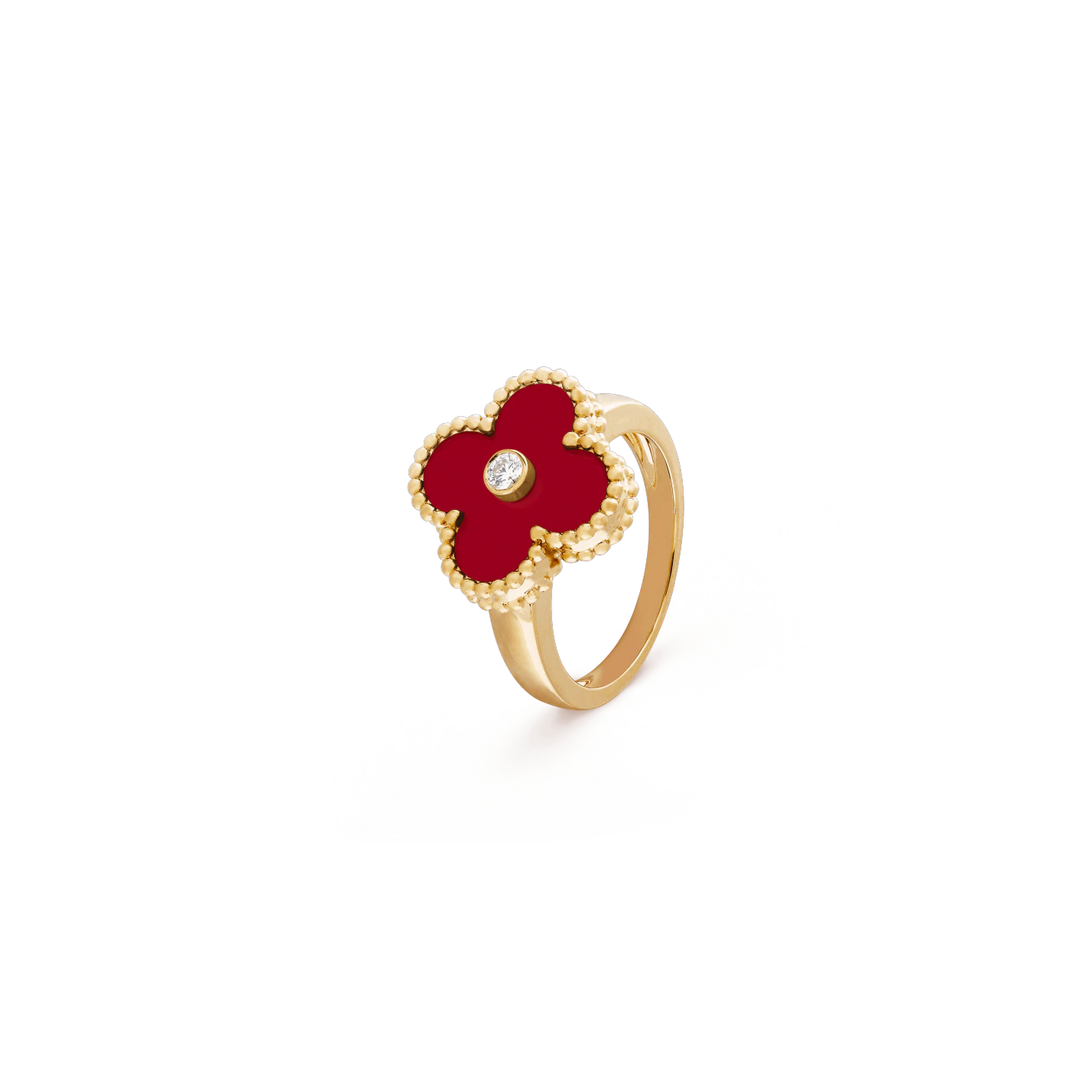 Vintage Alhambra ring Yellow gold, Carnelian, Diamond