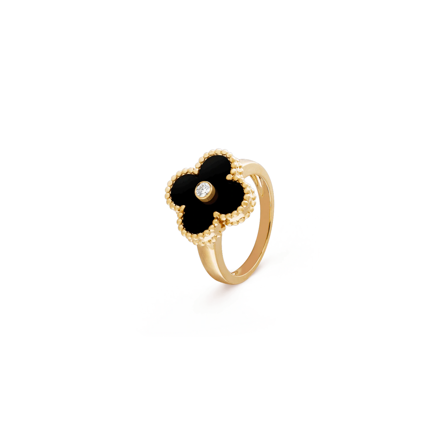 Vintage Alhambra ring Yellow gold, Diamond, Onyx