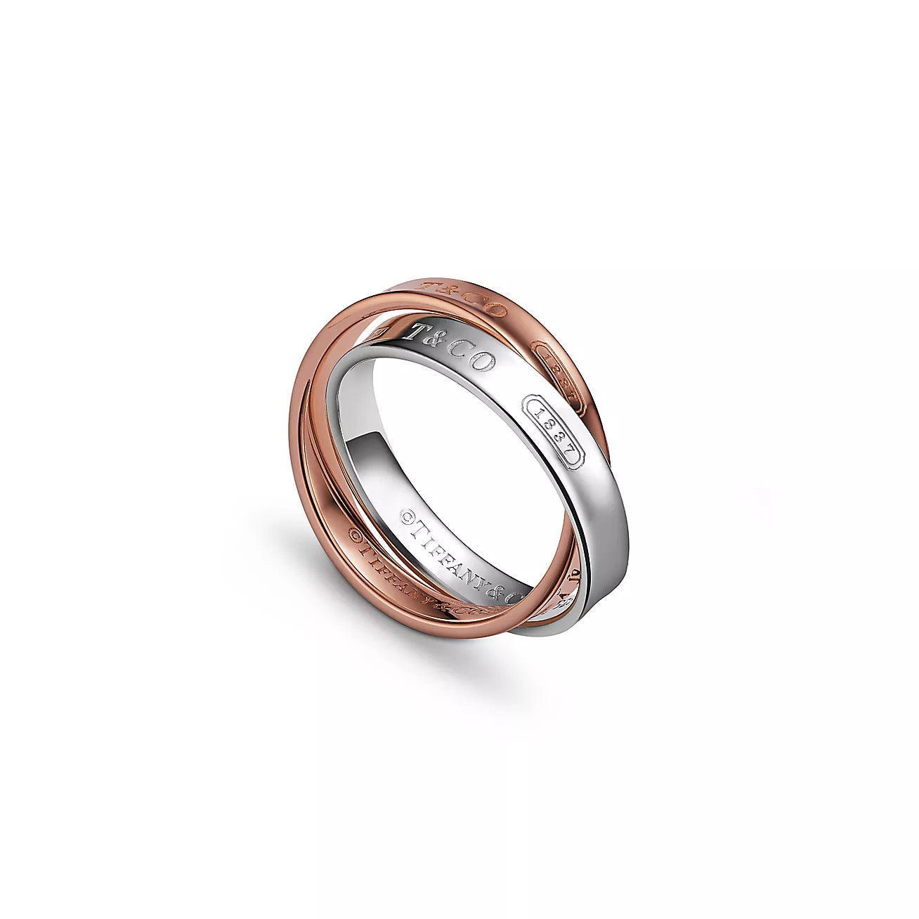 Tiffany 1837® Interlocking Circles Ring in Rose Gold and Sterling Silver