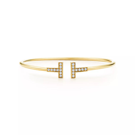 Tiffany T Diamond Wire Bracelet in 18k Gold