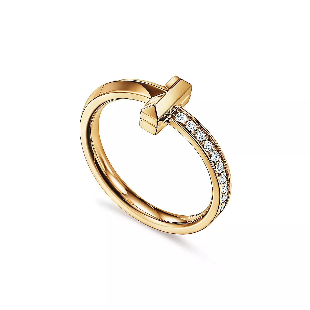 Tiffany T T1 Ring in Yellow Gold with Diamonds, 2.5 mm Wide