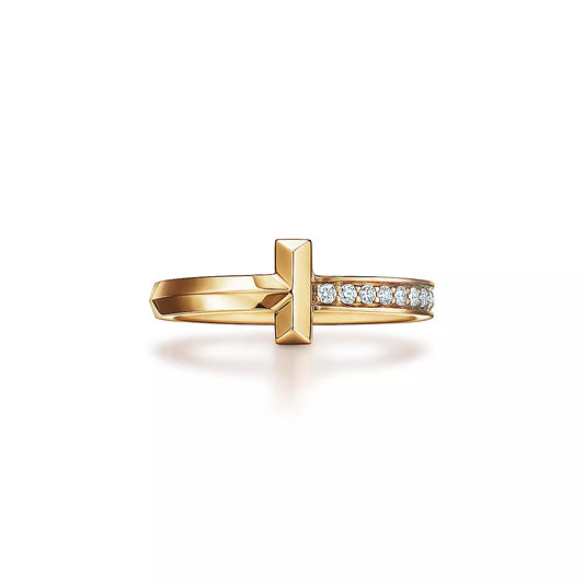 Tiffany T T1 Ring in Yellow Gold with Diamonds, 2.5 mm Wide