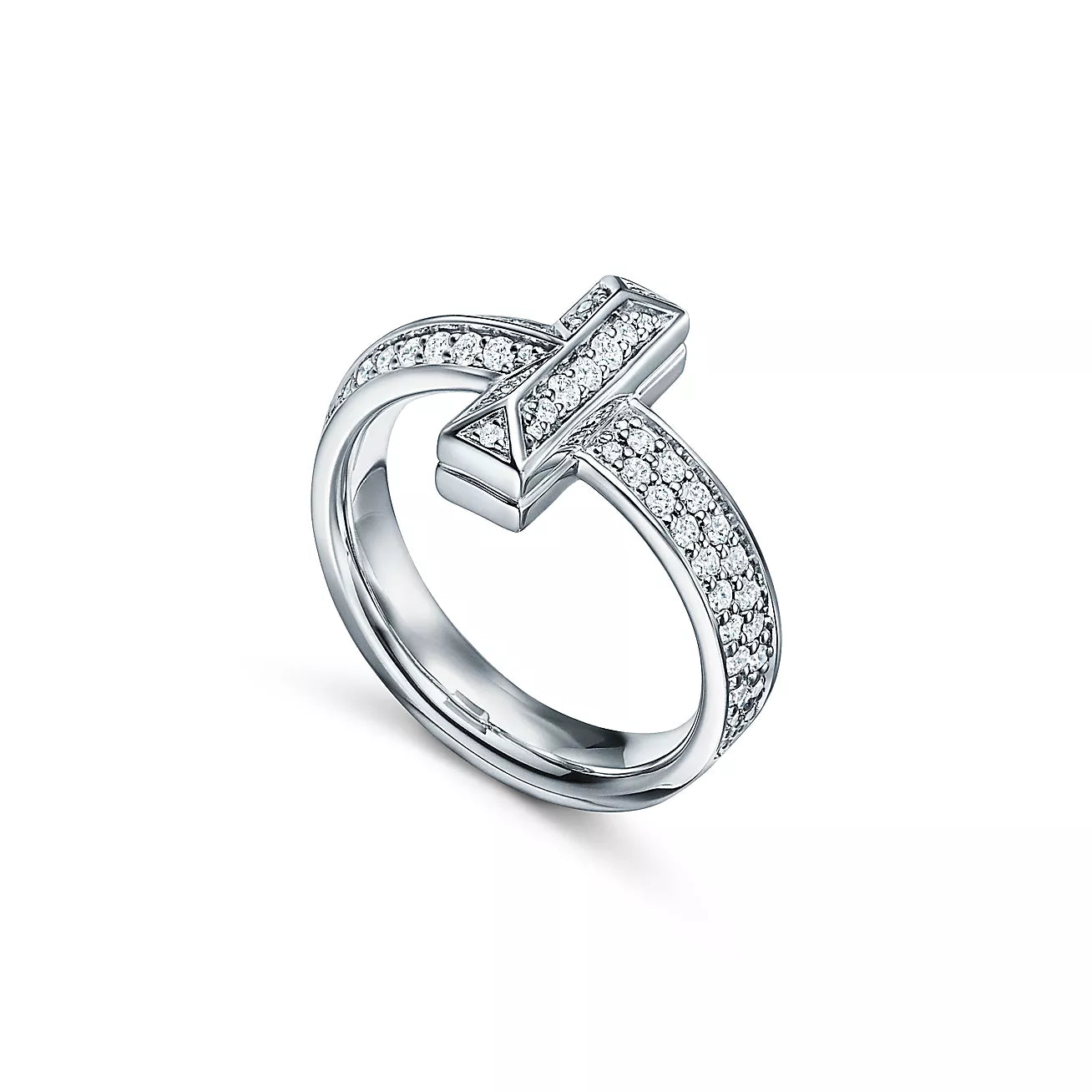 Tiffany T T1 Ring in White Gold with Diamonds, 4.5 mm Wide