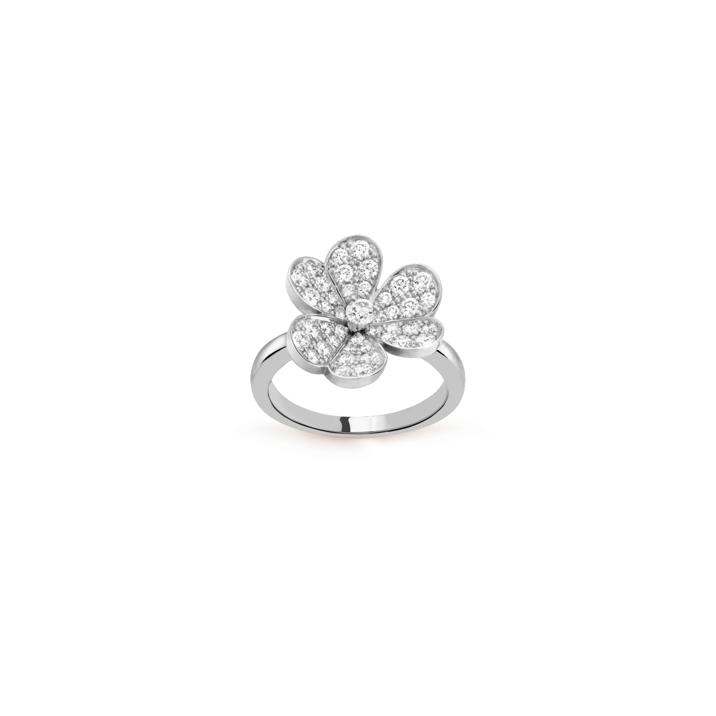 Frivole ring, 1 flower White gold, Diamond