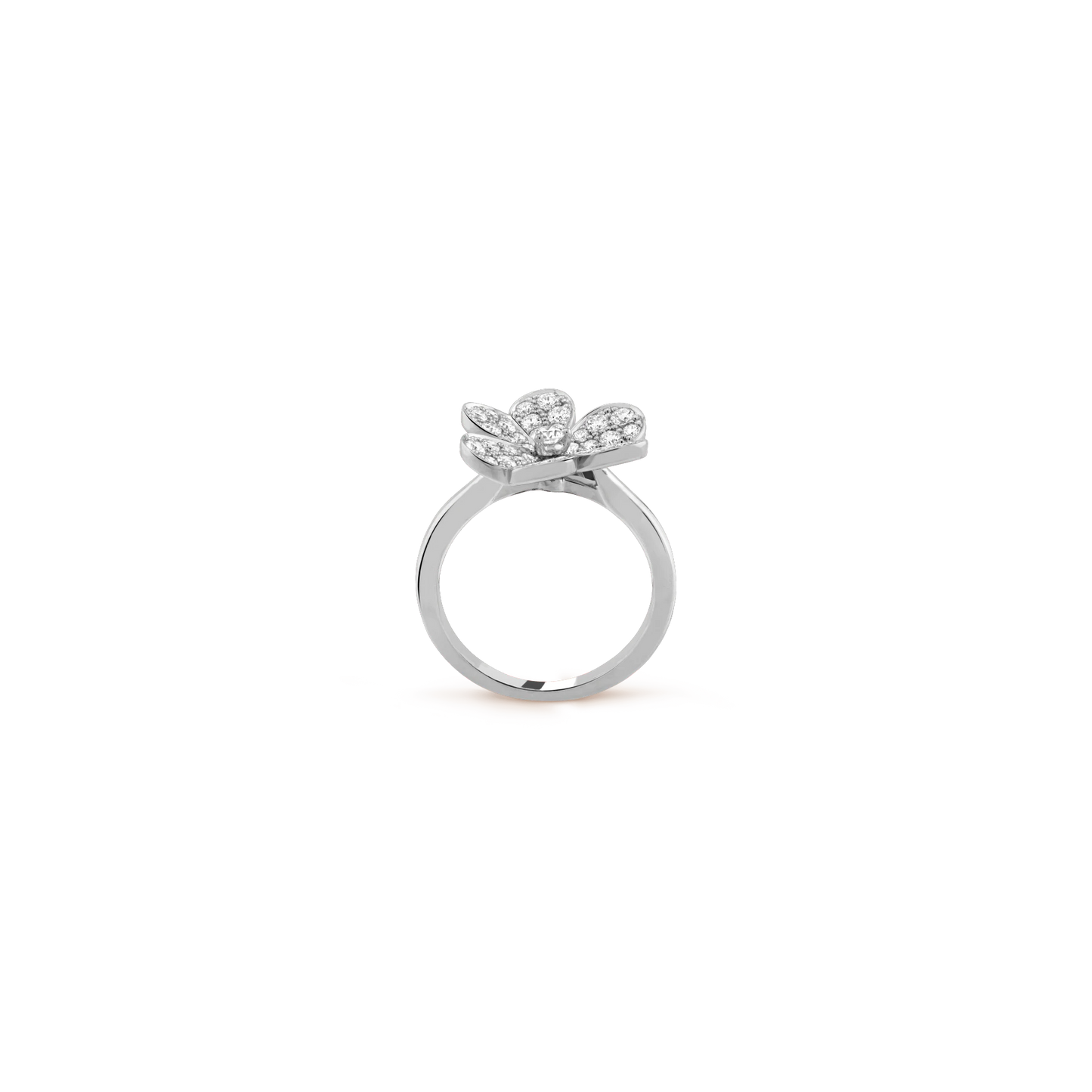 Frivole ring, 1 flower White gold, Diamond