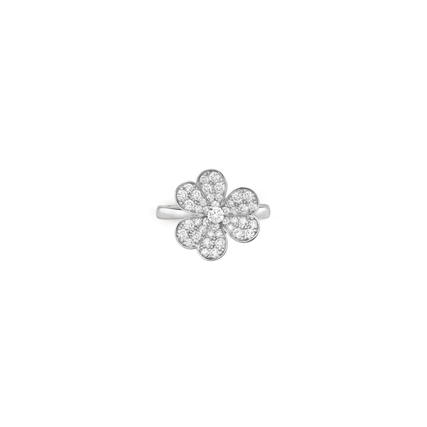 Frivole ring, 1 flower White gold, Diamond