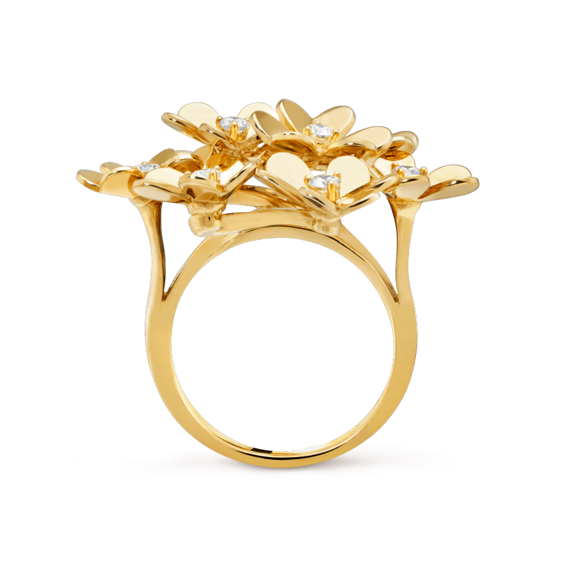 Frivole ring, 8 flowers Yellow gold, Diamond